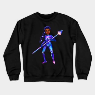 Black anime girl from outer space 2 ! beautiful  black girl with Braided hair, blue eyes, Cherry pink lips and dark brown skin. Hair love ! Crewneck Sweatshirt